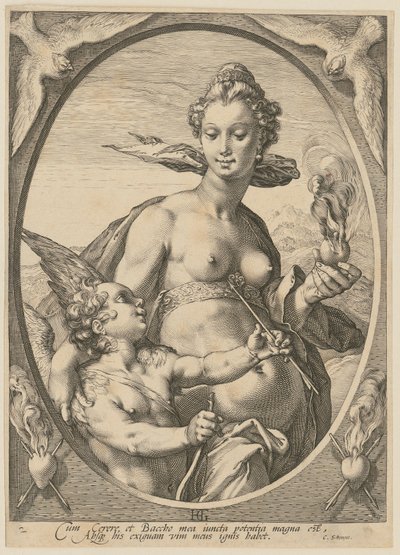 Vénusz és Ámor, a „Bacchus, Vénusz és Ceres” sorozat 2. lapja alkotó: Hendrick Goltzius