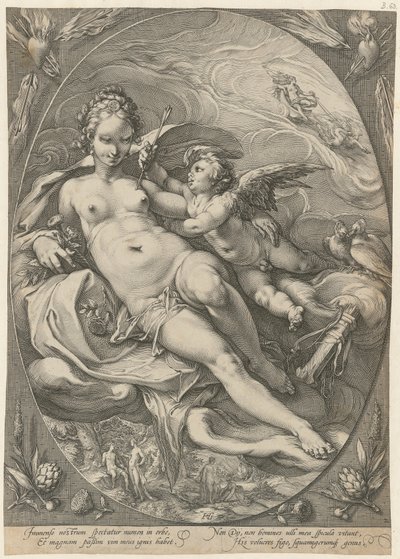 Vénusz és Ámor, a „Három istennő” sorozat 2. lapja alkotó: Hendrick Goltzius