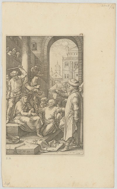 Krisztus megcsúfolása, a „Passió” sorozat 7. lapja alkotó: Hendrick Goltzius