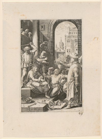 Krisztus megcsúfolása, a „Passió” sorozat 7. lapja alkotó: Hendrick Goltzius