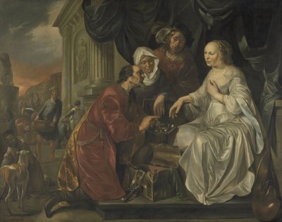 Rebecca ajándékokat kap Ábrahám szolgájától alkotó: Hendrick Heerschop