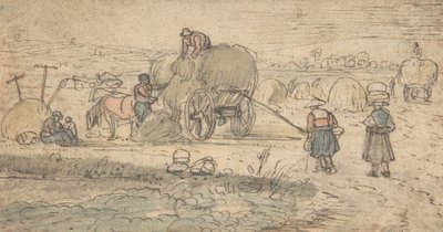 Parasztok szénát rakodva, kb. 1620-as évek. alkotó: Hendrick. Hendrick Avercamp,Avercamp