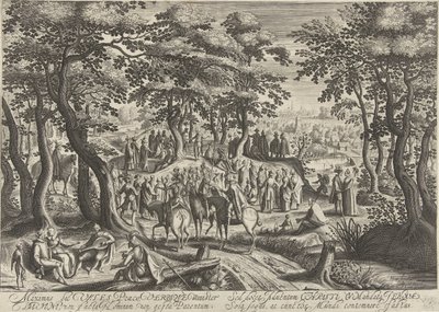 Keresztelő János prédikál a tömegnek alkotó: Hendrick Hondius (I)