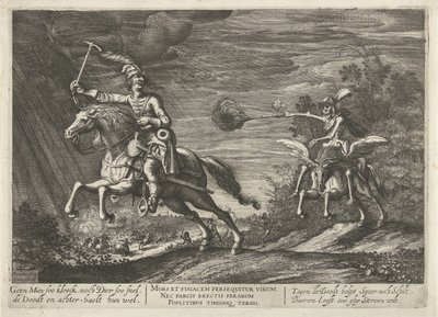 Lovas és a halál No Man soo kloeck, sem Animal olyan gyors, a Kills és jól megtalálja őket (cím a tárgyon) alkotó: Hendrick Hondius (I)