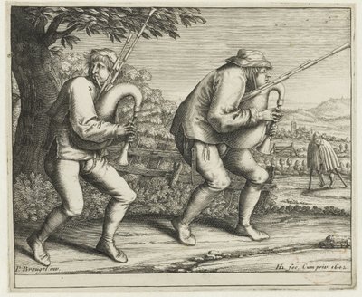 Két dudás Zarándoklat Molenbeekbe (sorozat címe) alkotó: Hendrick Hondius (I)