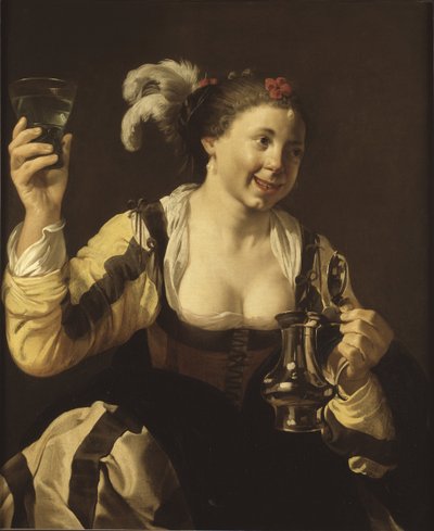 Egy lány, aki poharat tart (le gout, serie des cinq sens) – A Girl Holding a Glass (Íz. A "The Five Senses" sorozatból), Terbrugghen, Hendrick Jansz (1588-1629). olajfestmény alkotó: Hendrick Jansz Terbrugghen