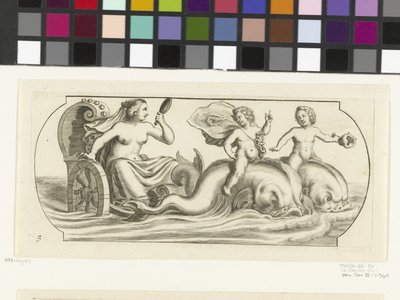 Amfitrit egy szekéren Tengeri istenek és istennők Nouveau Livre des Dieux et Deeßes De la Marine Bouckje (sorozat címe) alkotó: Hendrick de Keyser (I)