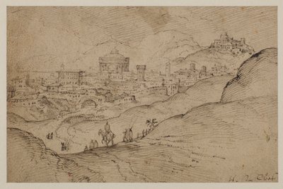 Táj városra néző kilátással, 16. század alkotó: Hendrick van Cleve
