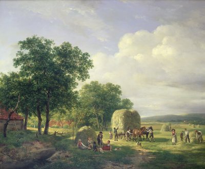 Erdős táj szénavarrókkal, 1822 alkotó: Hendrick van de Sande Bakhuyzen