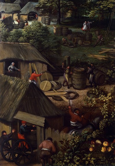 Őszi betakarítási táj, Lucas van Valkenborch (kb. 1530-1597), részlet alkotó: Hendrick van den (1530 97) Broeck