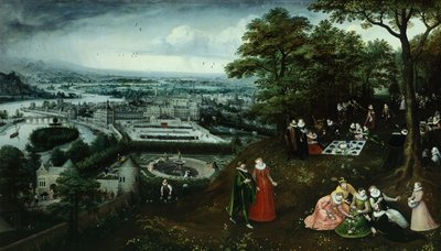 Részlet a tavaszi tájról, Lucas van Valkenborch (kb. 1530-1597) alkotó: Hendrick van den (1530 97) Broeck
