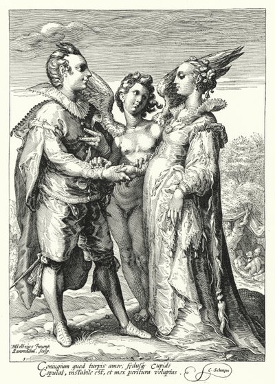 Szerelmi házasság, Ámor (metszet) alkotó: Hendrik (after) Goltzius