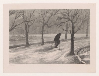 Mankós férfi a téli tájon A tél az életben is (eredeti cím) alkotó: Hendrik Adriaan Christiaan Dekker