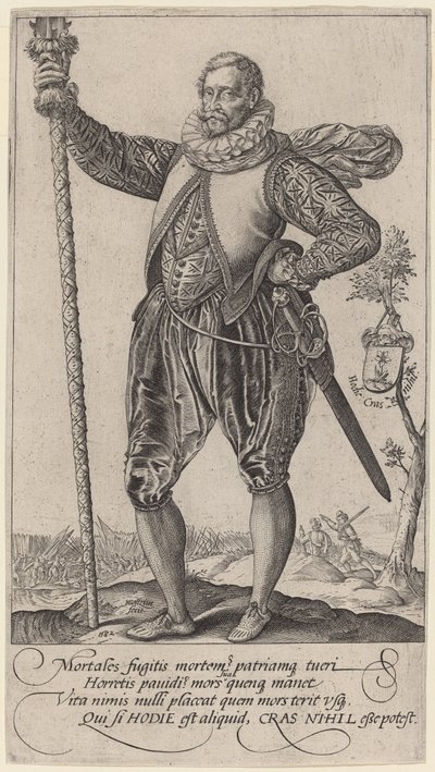 Egy csuka-ember balra fordult alkotó: Hendrik Goltzius