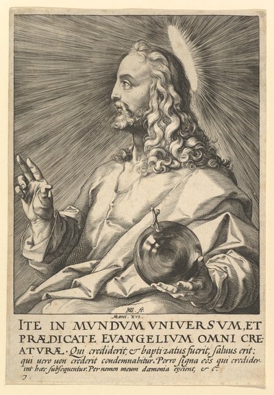 Krisztus, Krisztustól, az apostoloktól és Szent Pál a hitvallással, kb. 1589. alkotó: Hendrik Goltzius