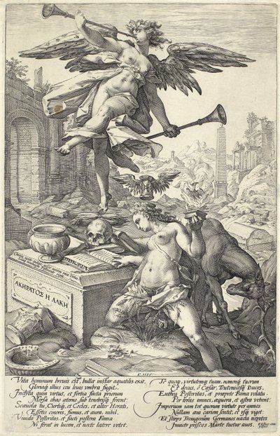 Hírnév és történelem, a Római hősökből, 1586 alkotó: Hendrik Goltzius