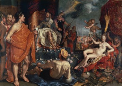 Hermész bemutatja Pandorát Epimétheusz királynak, 1611 alkotó: Hendrik Goltzius