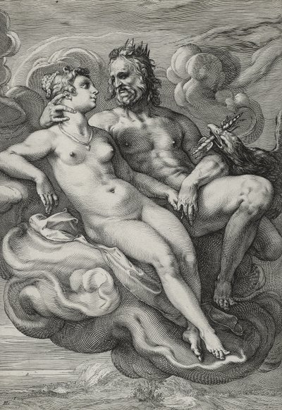 Jupiter és Juno, 1593-94 körül (metszet fektetett papírra) alkotó: Hendrik Goltzius
