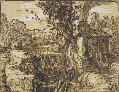 Tájkép vízeséssel alkotó: Hendrik Goltzius