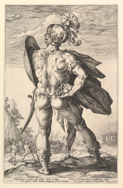 Marcus Valerius, A római hősök sorozatból, 1586. alkotó: Hendrik Goltzius