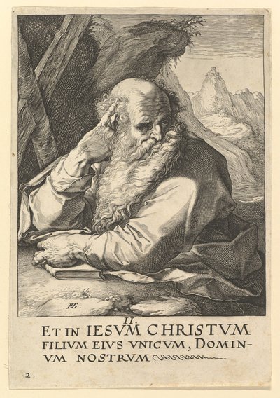 Szent András, Krisztustól, az apostoloktól és Szent Páltól a hitvallással, kb. 1589. alkotó: Hendrik Goltzius