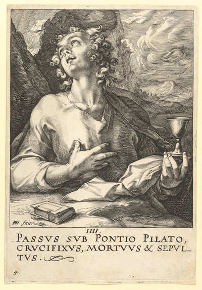 Szent János Krisztustól, az apostoloktól és Szent Pál a hitvallással, kb. 1589. alkotó: Hendrik Goltzius