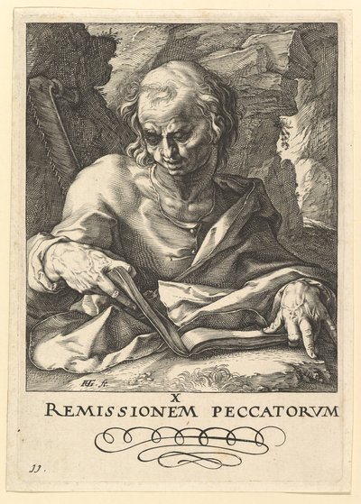 Szent Simon, Krisztustól, az apostoloktól és Szent Pál a hitvallással, kb. 1589. alkotó: Hendrik Goltzius