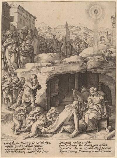 A mágusok imádása alkotó: Hendrik Goltzius