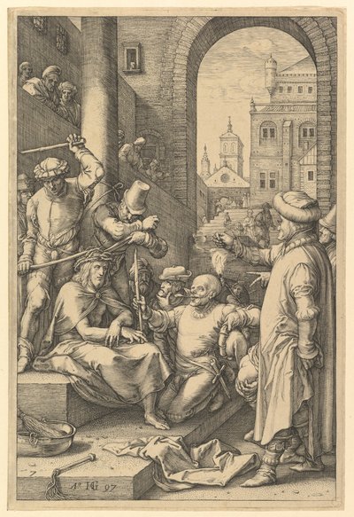 Töviskoronázás, Krisztus szenvedéséből, 1597. alkotó: Hendrik Goltzius