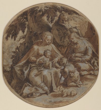 A Szent Család Szent Erzsébettel és Keresztelő Szent Jánossal alkotó: Hendrik Goltzius