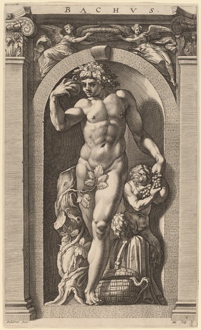 Bacchus alkotó: Hendrik Goltzius after Polidoro da Caravaggio