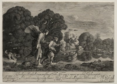 Tóbiás és az angyal kistányér. alkotó: Hendrik Goudt