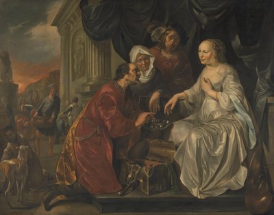 Rebeka ajándékokat kap Ábrahám szolgájától alkotó: Hendrik Heerschop