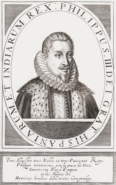 Fülöp spanyol király és II. Fülöp portugál király, alkotó: Hendrik I (after) Hondius