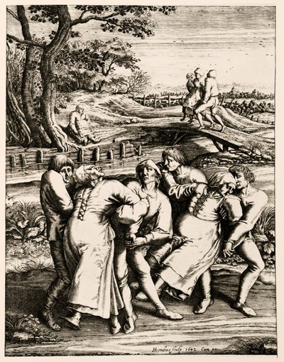 Táncoló pestis, Strasbourg, Elzász. 1518 alkotó: Hendrik I Hondius