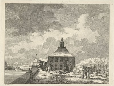 Megereszkedett Muiderpoort, a reduból nézve, 1769 alkotó: Hendrik Keun
