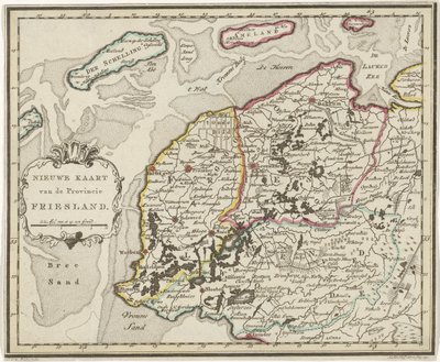 Frízföld térképe Friesland tartomány új térképe (cím az objektumon) alkotó: Hendrik Kloekhoff