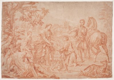 Romulus és Remus (Livius 1, 4). Studie efter Carlo Marattis maleri i Sanssouci, Potsdam (udf. 1692, Niccolo Maria Pallavicini) alkotó: Hendrik Krock