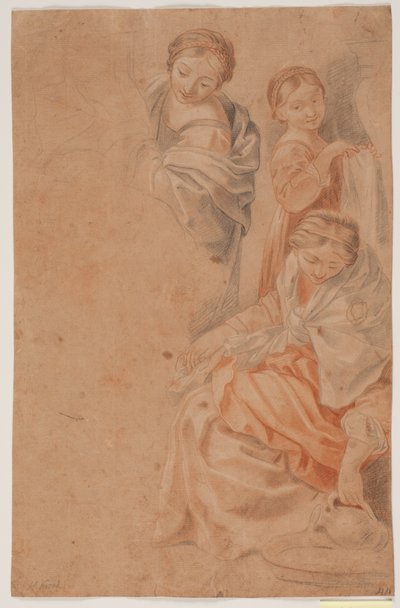 Három női alak. Tanulmányozás Guido Reni freskója után a Cappella dell
