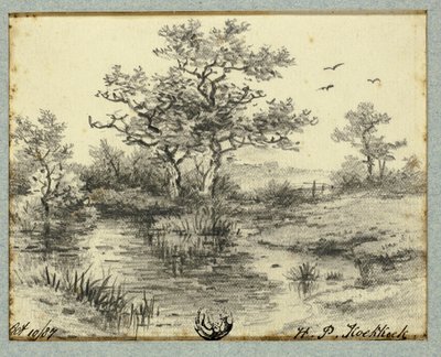 Fák a tó mellett alkotó: Hendrik Pieter Koekkoek