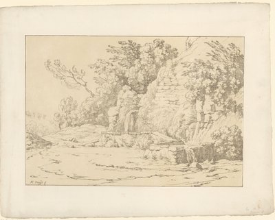 Sziklák medencékkel Tentamina Lithographica (sorozat címe) Olasz tájak (sorozat címe) alkotó: Hendrik Voogd