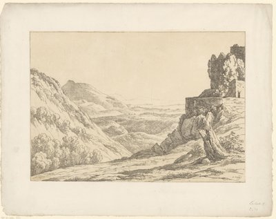 Rom kilátással Tentamina Lithographica (sorozat címe) Olasz tájak (sorozat címe) alkotó: Hendrik Voogd
