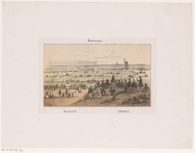 Wedren Scheveningenben 1846. augusztus 3-án. Verseny, pálya (cím az objektumon) Scheveningen emléke (sorozat címe) alkotó: Hendrik Wilhelmus Last