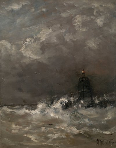 Világítótorony a Breaking Wavesben Világítótorony a szörfözésben alkotó: Hendrik Willem Mesdag (signed by artist)