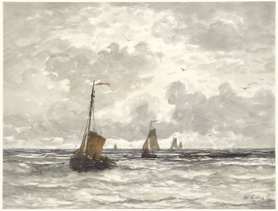 Horgászcsónakok a Breakersen alkotó: Hendrik Willem Mesdag