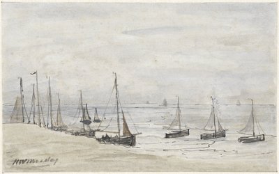 Horgász ujjak a strandon alkotó: Hendrik Willem Mesdag