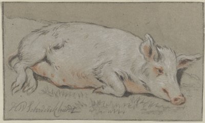 fekvő disznó alkotó: Hendrik Willem Schweickhardt (signed by artist)