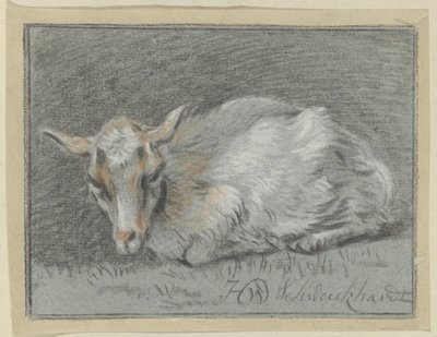 fekvő kecske alkotó: Hendrik Willem Schweickhardt (signed by artist)