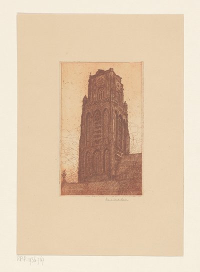Egy templomtorony tanulmánya alkotó: Hendrik de Boer (signed by artist)