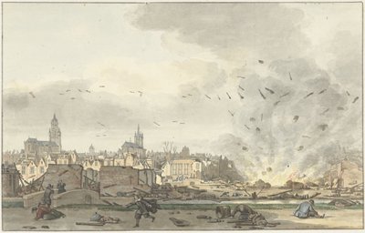 A Kruithuis felrobbanása Delftben, 1654. október 12-én alkotó: Hendrik de Winter (signed by artist)